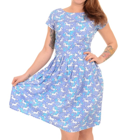 EUC size US 8 Run & Fly Unicorn 1960s Tea Party Dress - Picture 5 of 16